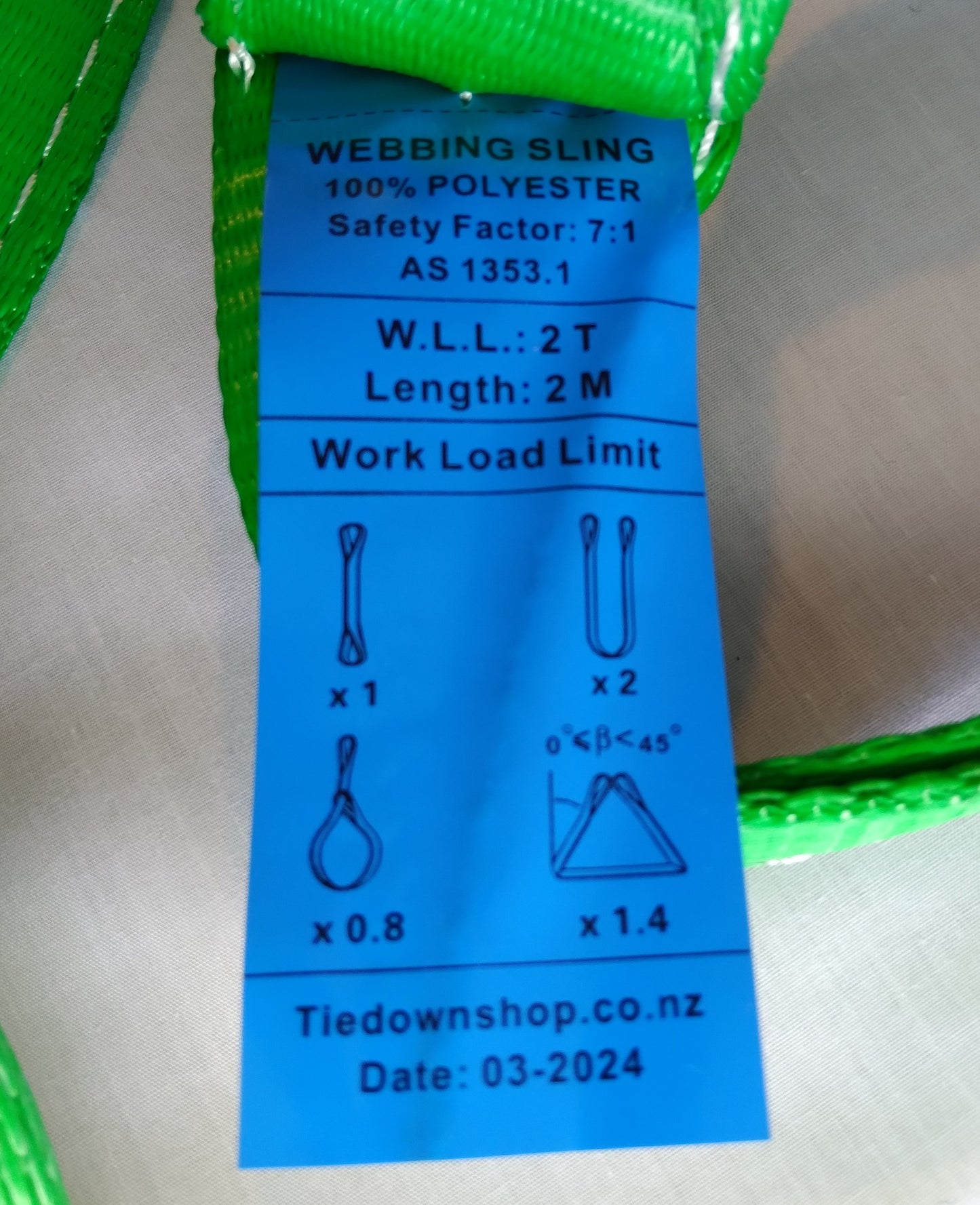 2 Tonne X 2 Mtr long Webbing Lifting Sling