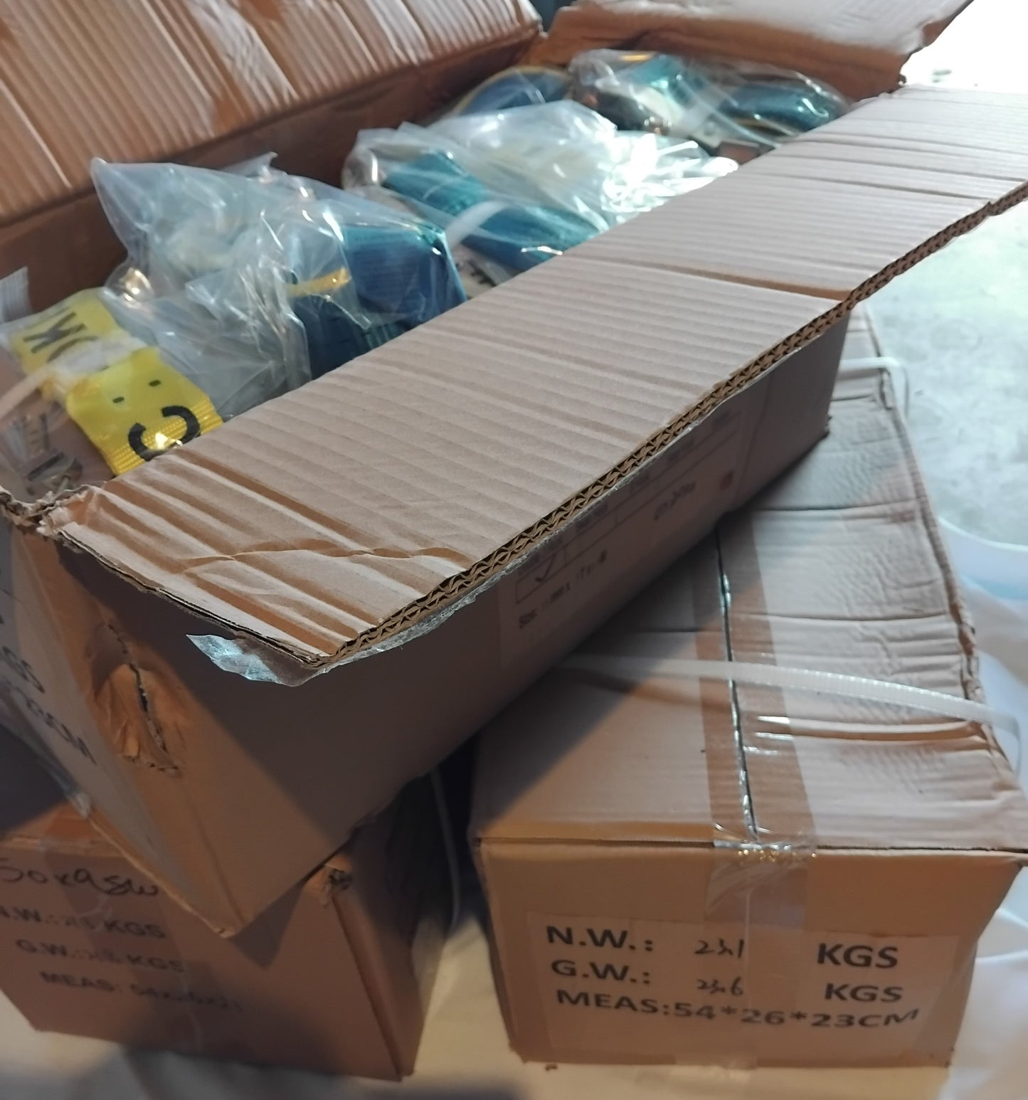 Box Lot of Ratchet Tie-Down Strap : Double J hook, 35mm x 4.5m, 1500kg LC