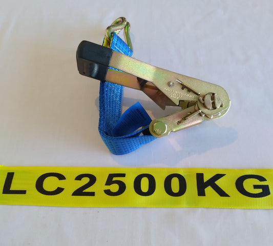 Ratchet Tie-Down Strap : Double J hook, 50mm x 9m, 2500kg LC