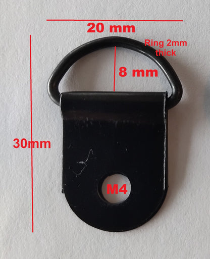 Mini Black Powder Coated D Ring Anchors in a 10 pack